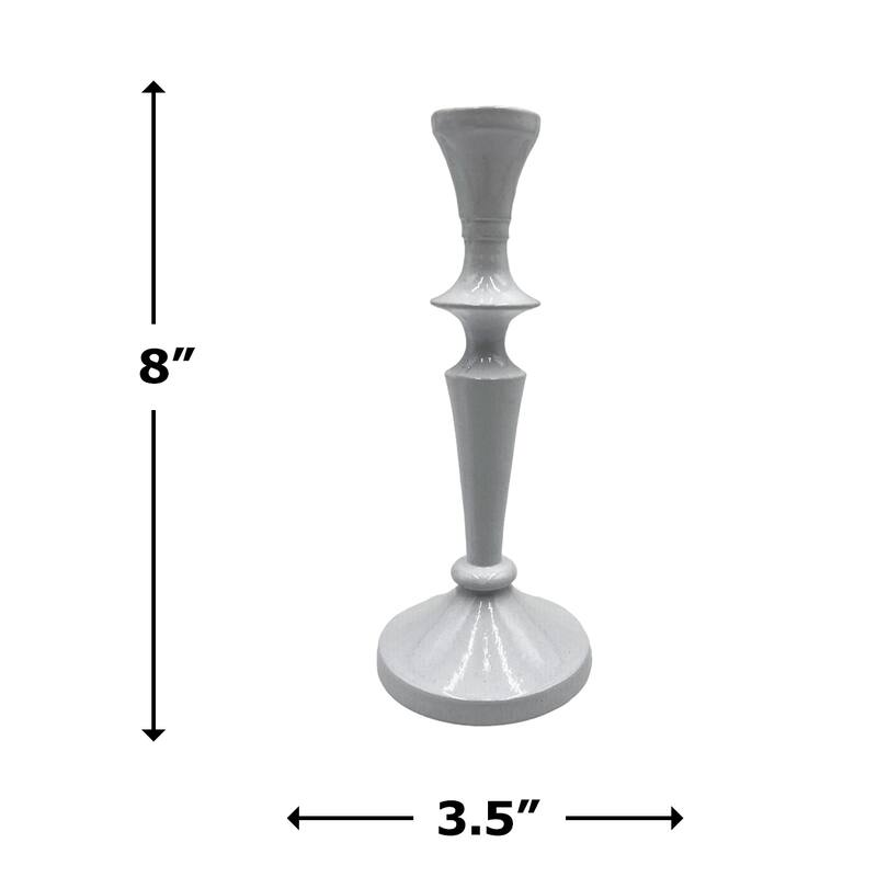 8 Inch Decorative Handmade Aluminum Artistic Candle holder Set of 2 - 3.5 x 3.5 x 8 in