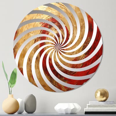 Designart "Red Gold Fusion Spiral III" Abstract Spirals Gold Wall Mirror - Modern Wall Art Mirror For Bathroom
