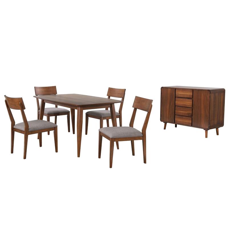 Rectangular Dining Table Set for 6 - Modern Dining Room Set with Buffet Server