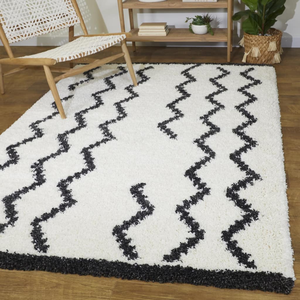 Hector Modern Chevron Shag Area Rug