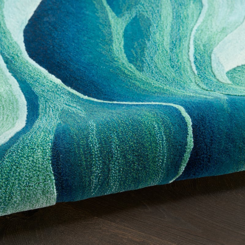 Nourison Prismatic Silver Green Modern Luxe Hand-Tufted Indoor Rug