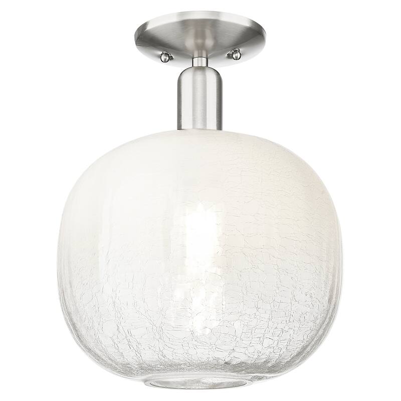 Innovations Lighting Downtown Urban - Brookhaven Sphere - 1 Light 10" Semi-Flush Mount Light - Opal Shade/Brushed Satin Nickel
