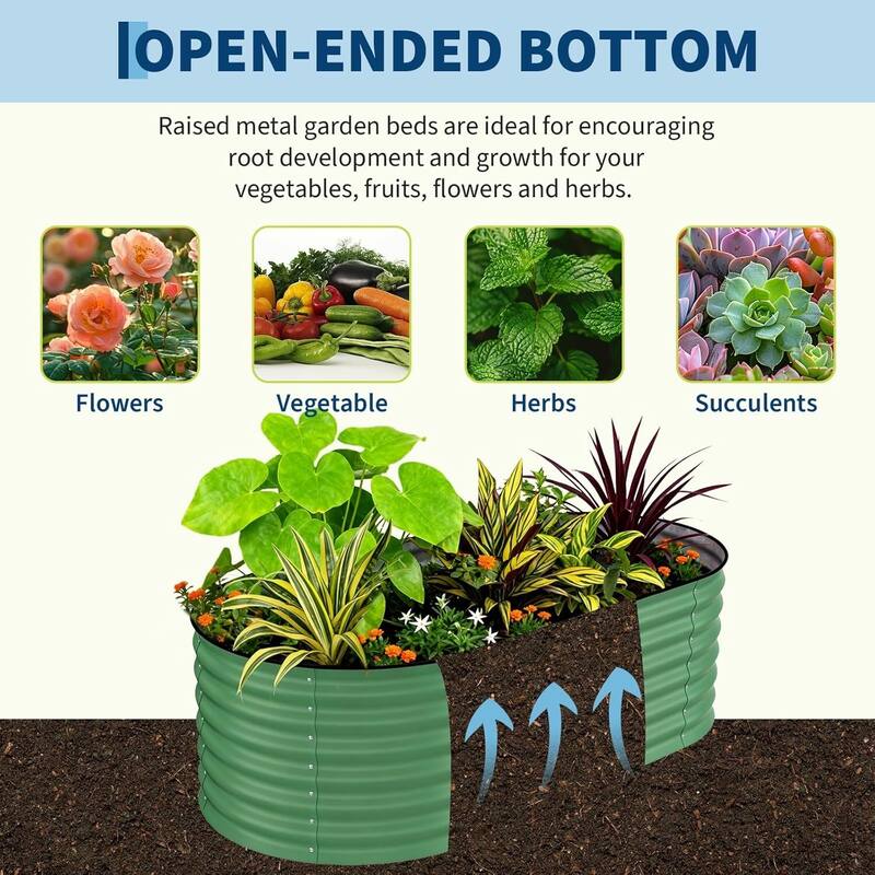 2 PCS 6x3x2 FT Galvanized Steel Raised Garden Bed, Planter for Vegetables, Flowers with Anti-Cut Strips - N/A