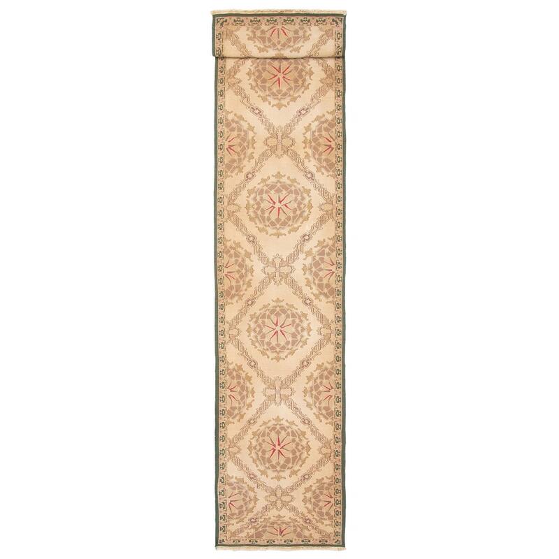 ECARPETGALLERY Flat-Weave Lahor Finest Beige Wool Tapestry Kilim - 2'6 x 11'8 - Beige - 2'6 x 11'8
