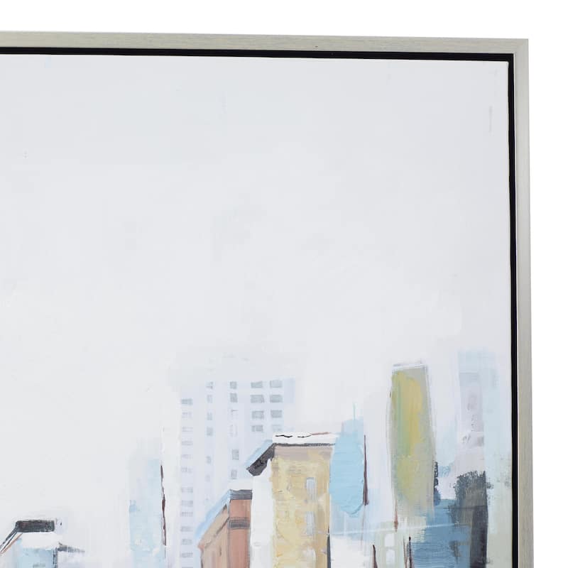 Canvas City Living Room Framed Wall Art with Silver Frame - Multi Colored - Roche River Decor