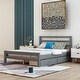 preview thumbnail 18 of 25, Wooden Platform Bed Frame with 2 Drawers & Headboard, Twin/Full Size Gray - Full