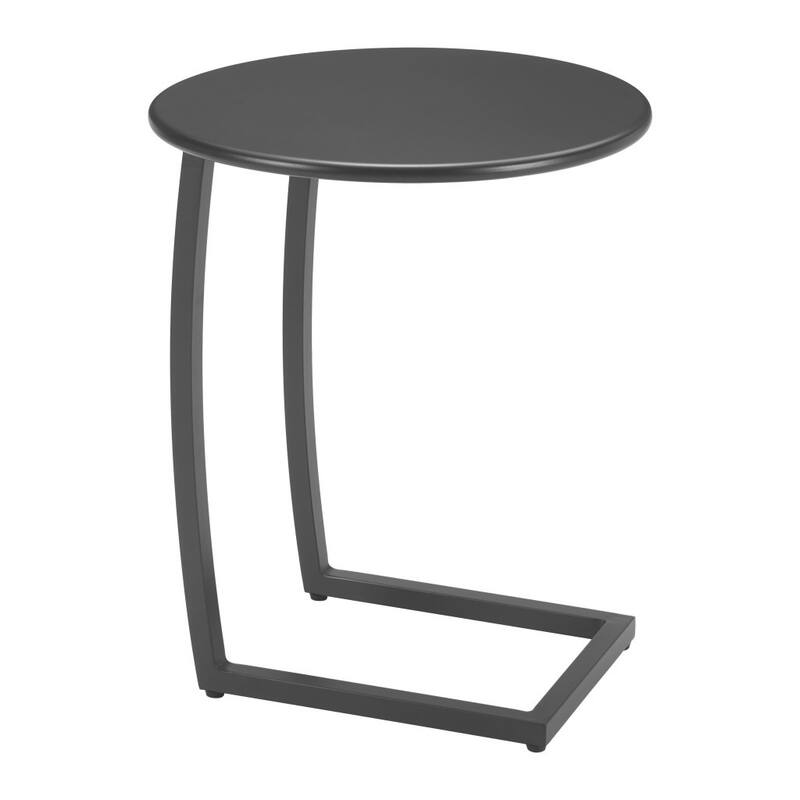 20" Black Aluminum Round Outdoor Side Table