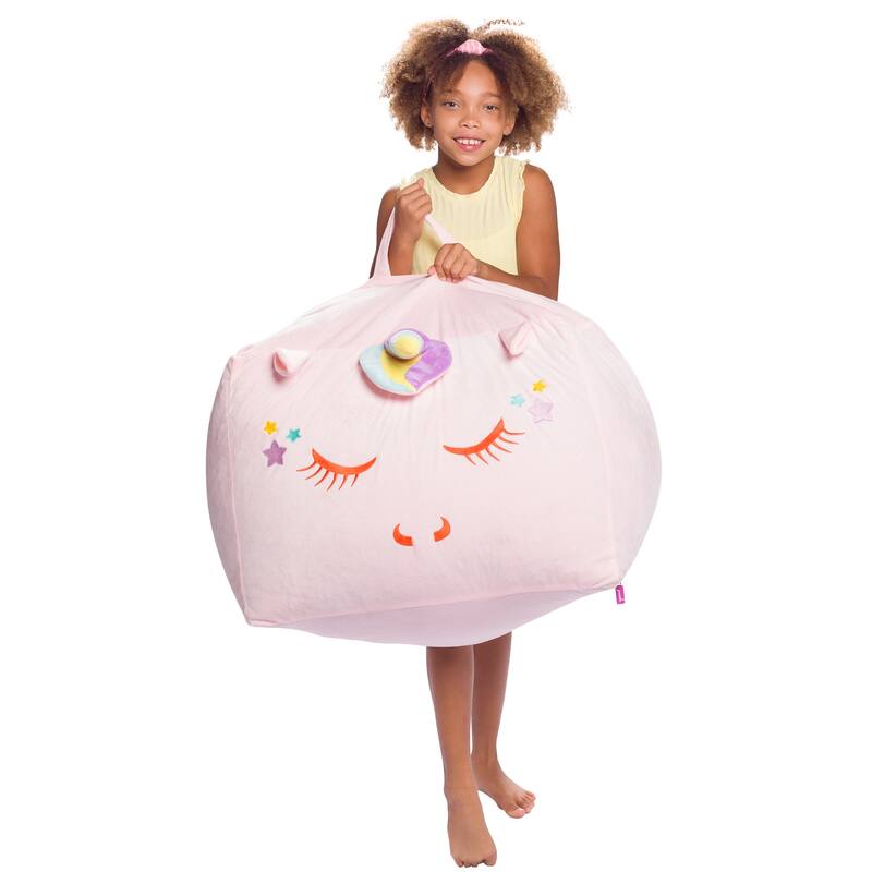 Stuffed Animal Storage Bean Bag Chair Cover only for Kids, Toy Holder