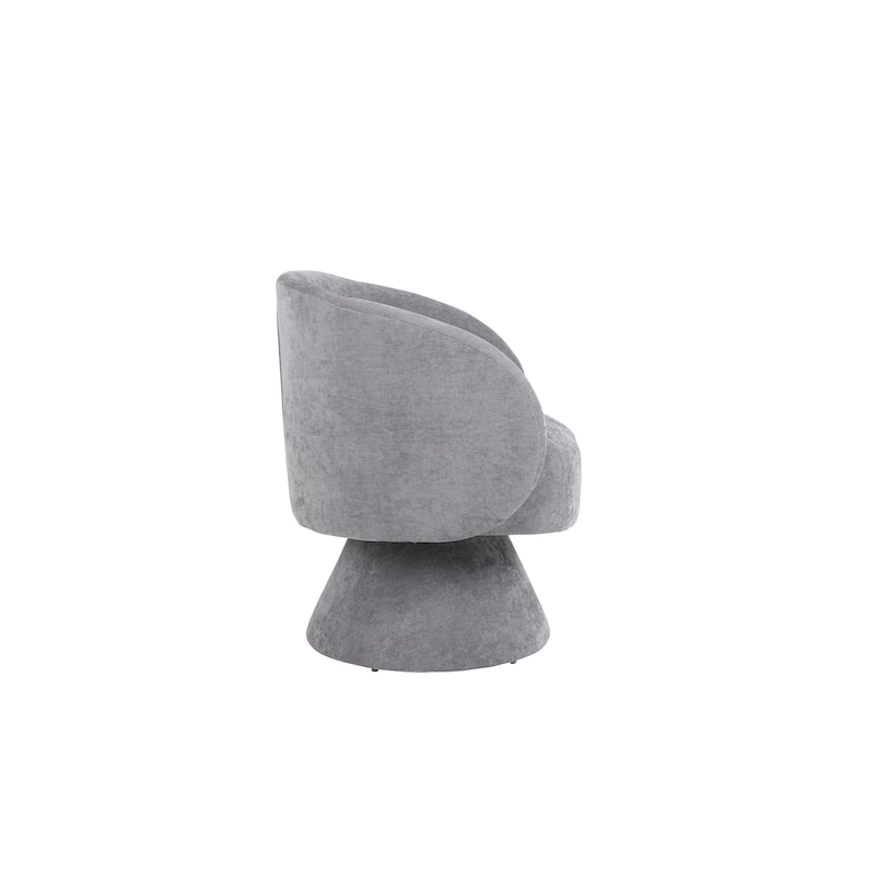 Swivel Round Barrel Chair in Fabric with Curved Backrest and Thick Padded Seat