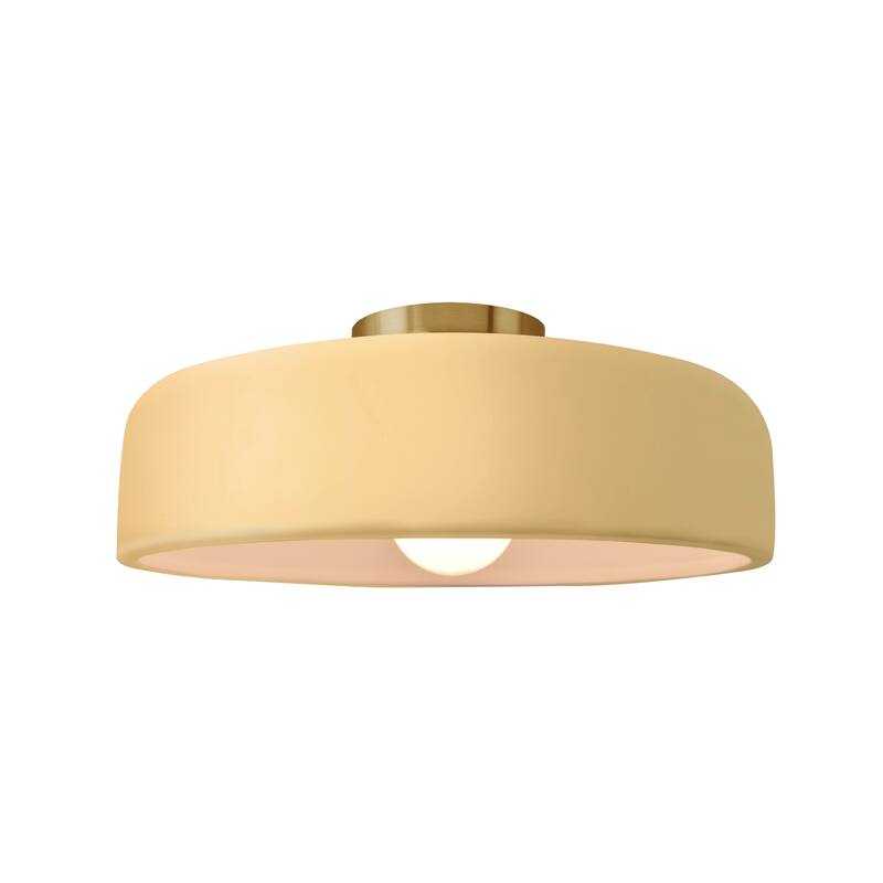 Justice Design Radiance - Medium Spire Semi-Flush Light - Brushed Brass/Muted Yellow