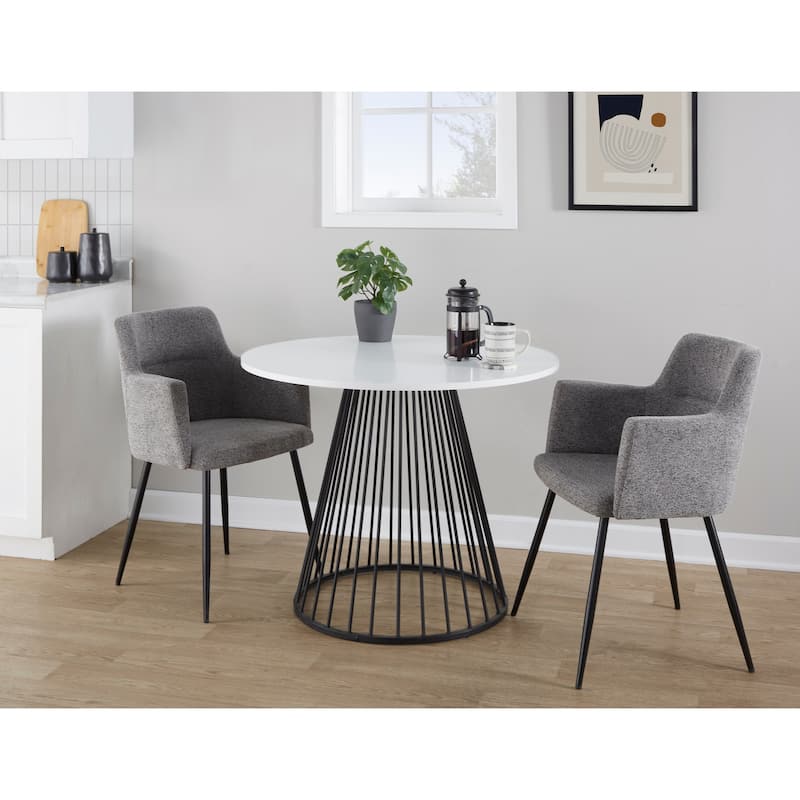 Silver Orchid Canary Pugo Round Dining Table with Pedestal Base