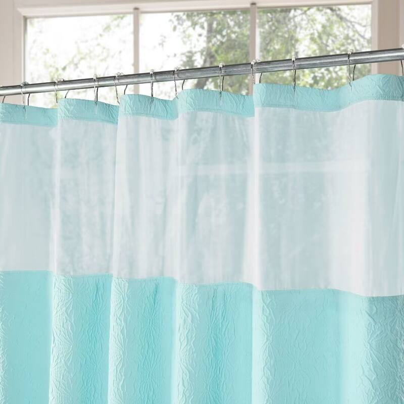Starburst Crinkle Shower Curtain with Snap-in Liner 12 Hooks Included