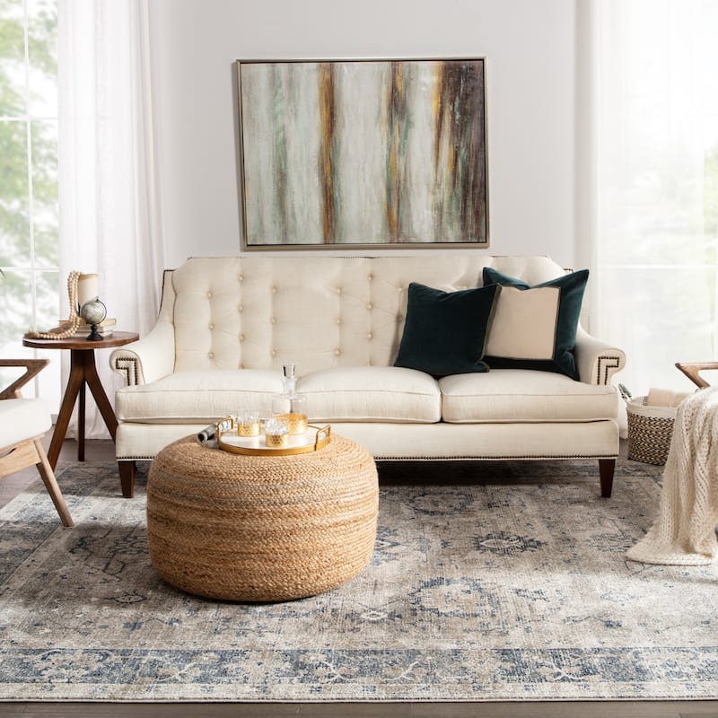 Juniper Home Saba Round Jute Pouf Ottoman/Foot Stool