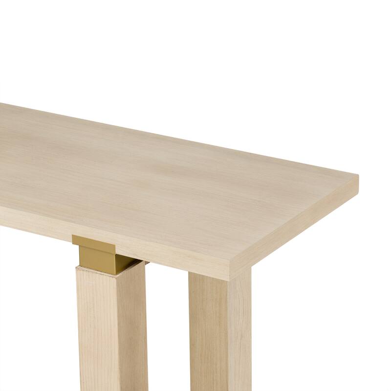 Modern Minimalist Console Table, Wooden Entryway Side Table with Metal Accents, Sofa Table with Built-in Storage Shelf