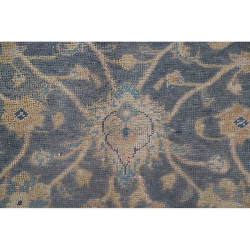 Hand Knotted Oriental 100% Wool Carpet Traditional Floral Navy Blue & Blues Sarouk Area Rug - 10' 4'' X 6' 8''