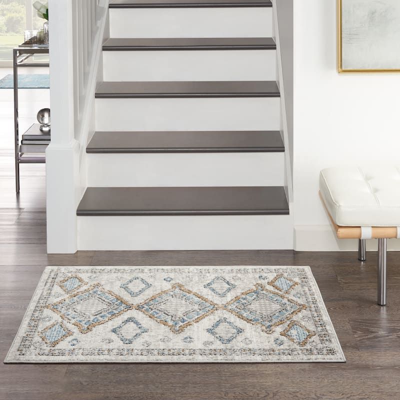 Nourison Concerto Vintage Moroccan Diamond Area Rug - 2'2" x 3'9" - Ivory/Grey/Blue - Rectangle