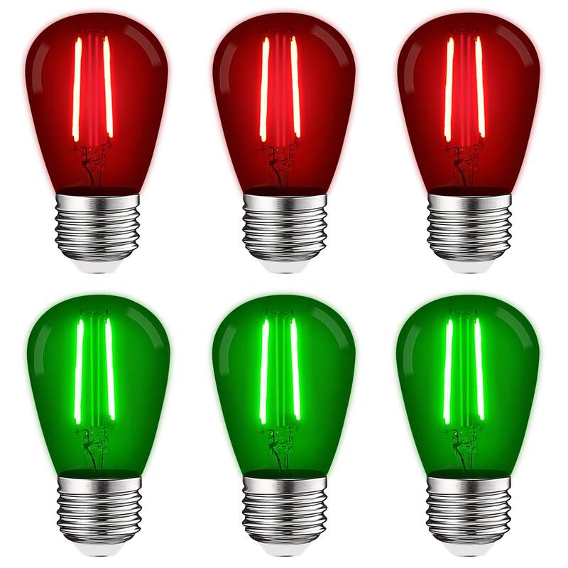Luxrite S14 Christmas LED Red and Green Light Bulbs 0.5W Outdoor String Lights UL E26 Indoor Outdoor Holiday - 3