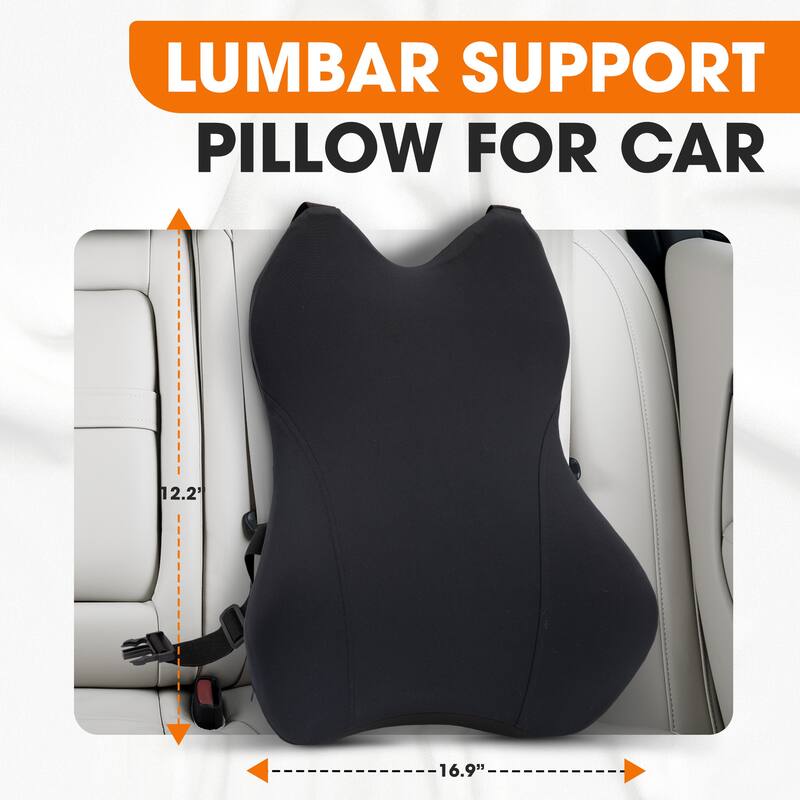 Cheer Collection Lumbar Support Pillow for Car with Memory Foam and Washable Cover