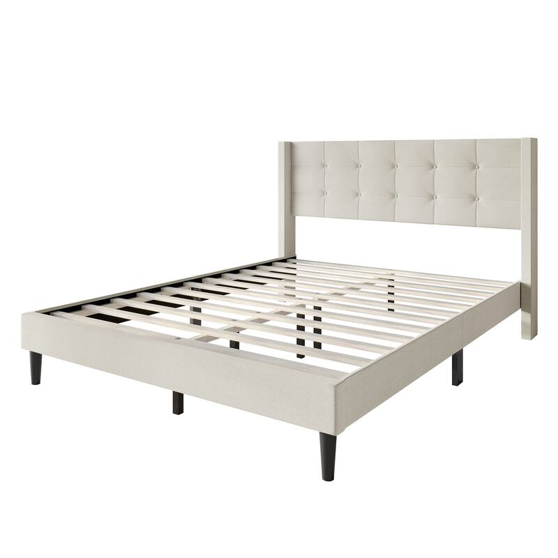 CraftPorch Elegance Wingback Upholstered Linen Bed