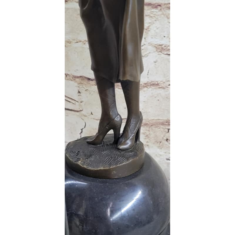 Little Bo Peep Bronze Statue Sculpture Female Figure In Hat 17 Inches X 7 Inches