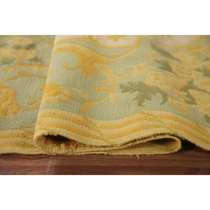 Flat-Weave Vegetable Dye Savonnerie Runner Rug Wool Carpet - 4'3" x 10'1"