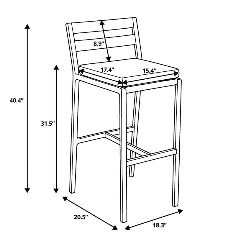 Chelsea Patio Bar Stool in Powder-Coated Aluminum Frame with Removable Cushion