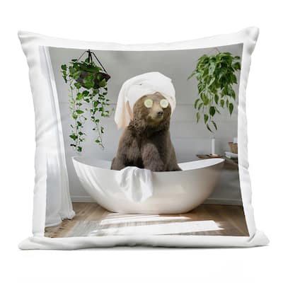 Stupell Bear in Refreshing Spa Bath Printed Outdoor Throw Pillow Design by CAD Designs