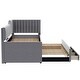 preview thumbnail 48 of 46, Daybed Captain Bed Upholstered Bed with Trundle and 3 Drawers, Elegance Stripe Design L-Shaped Upholstered Daybed Platform Bed