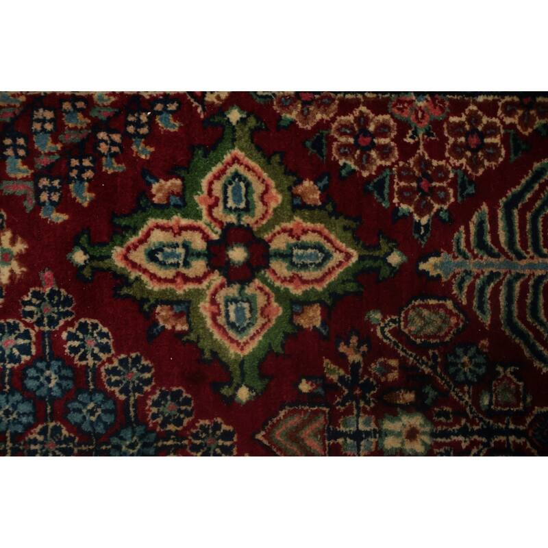 Hand Knotted Oriental 100% Wool Carpet Traditional Floral Red Isfahan Area Rug - 14' 9'' X 10' 5''