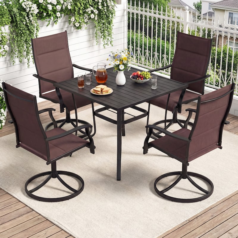 Gymax Padded Patio Swivel Chairs Set of 4 Ergonomic Outdoor Dining