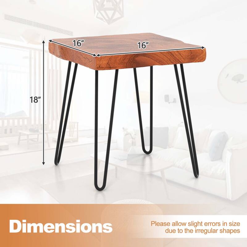 Costway Square End Table Accent Side Table Reclaimed Indonesia Teak