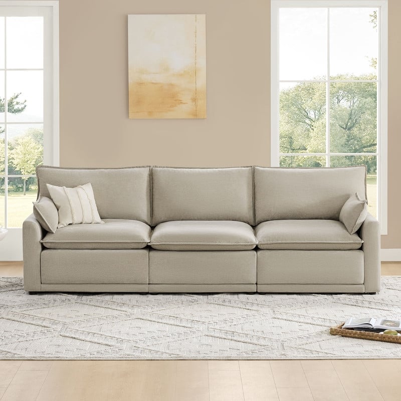 Spruce & Spring Modular Couch Oversized Sectional Sofa for Living Room - Taupe-3PC