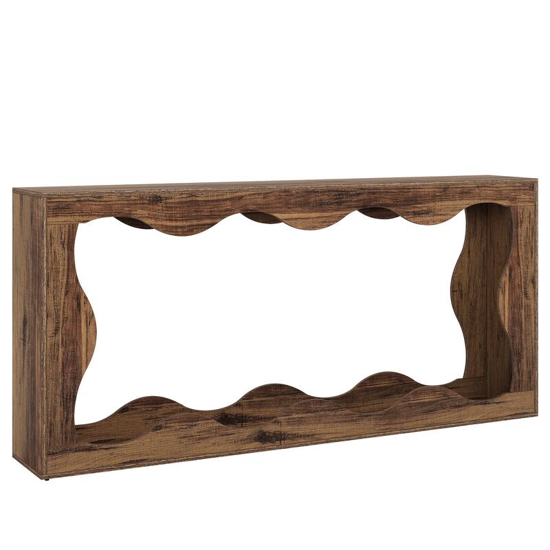 63 "Farmhouse Console Table with Storage in Brown, Couch Table Behind Sofa, Long Entryway Sofa Station, Narrow Console Stand