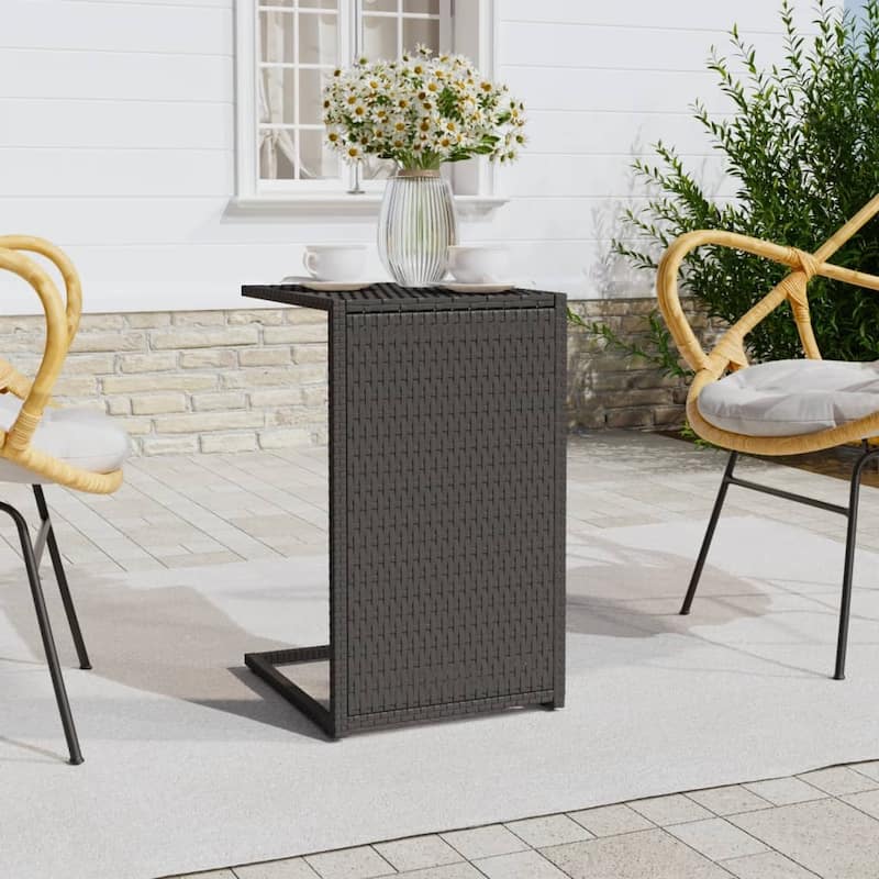 vidaXL C Table Brown/Black 15.7"x13.8"x23.6" Poly Rattan - 15.7" x 13.8" x 23.6"