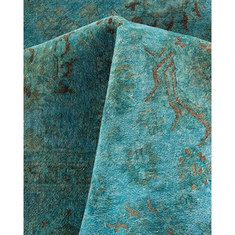 Overdyed, One-of-a-Kind Hand-Knotted Area Rug - Blue - 7' 10" x 10' 2"