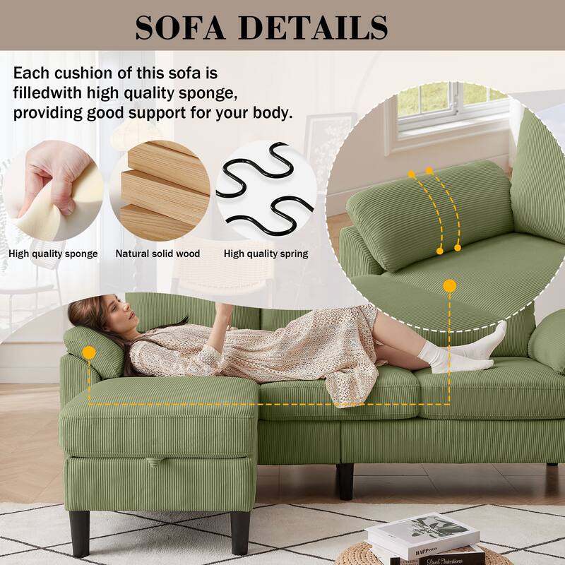 4 Pieces Corduroy Living Room Sets with Sofa, Ottoman and Loveseat