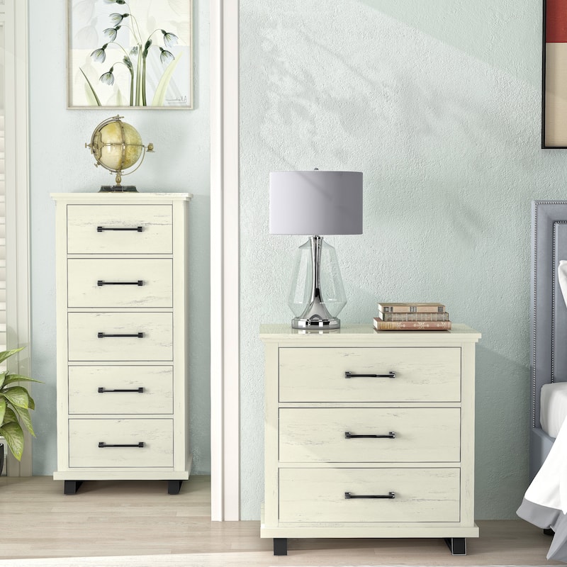 Farmhouse 2-Piece Bedroom Set - 1 Nightstand and 1 Chest