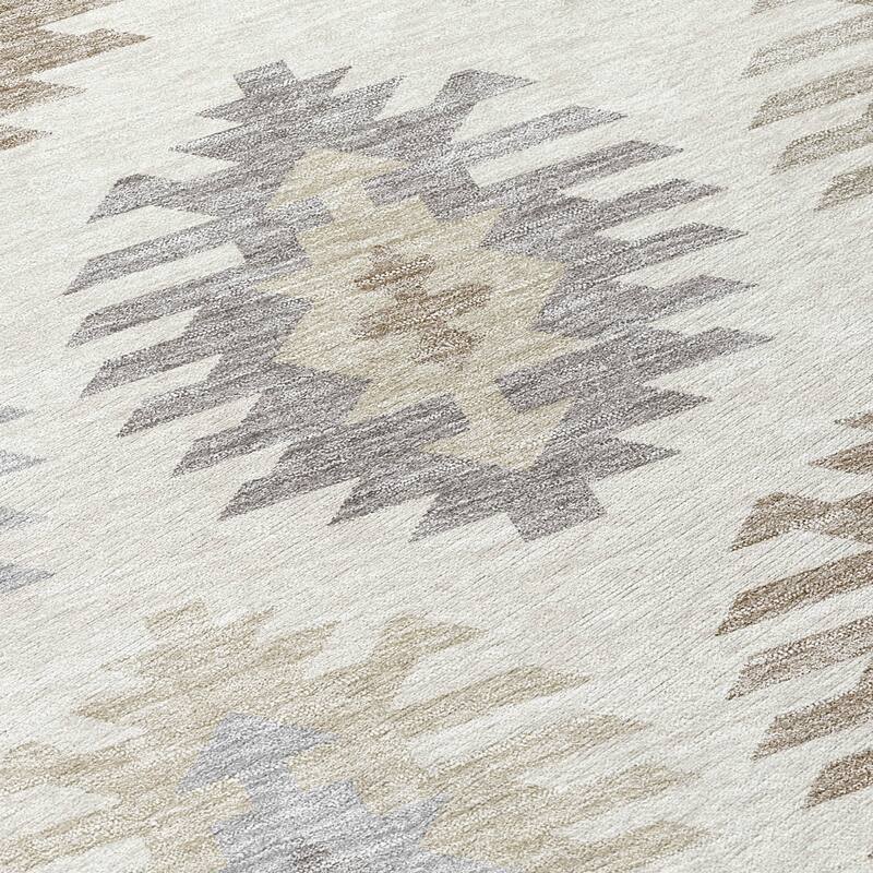 Machine Washable Indoor/ Outdoor Boho Tribal Chantille Rug