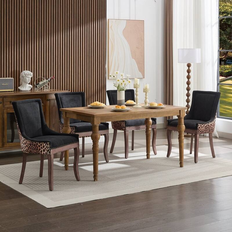 Ultra Side Dining Chairs (Set of 2) - Mid-Century Modern Fabric Upholstery with Solid Wood Legs