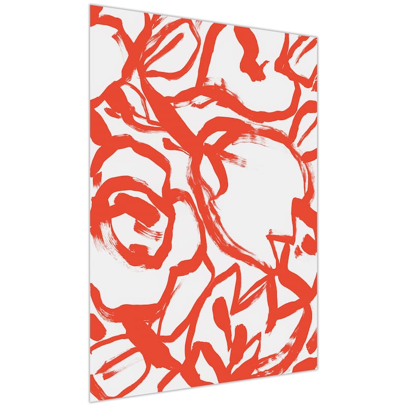 Empire Art Direct Scarlet Blooms I Floral Printed Tempered Glass Wall Art