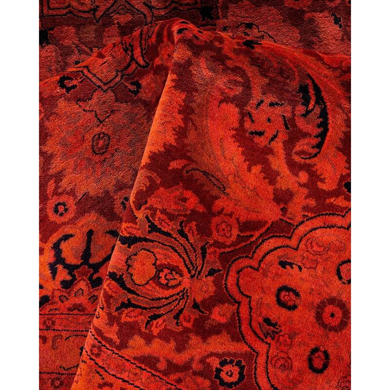 Fine Vibrance, One-of-a-Kind Hand-Knotted Area Rug - Red, 8' 1" x 8' 1" - 8' 1" x 8' 1"