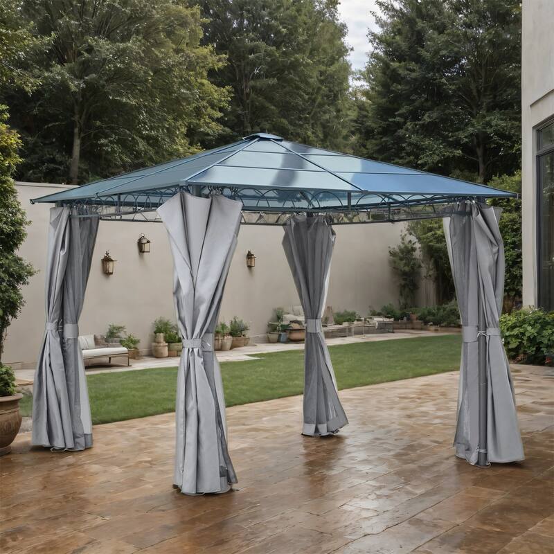Outdoor Gazebo w/ Aluminum Frame,Mosquito Netting and Privacy Screens