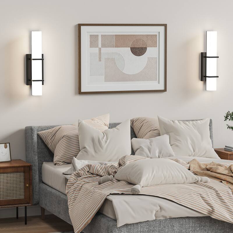 Set of 2 Modern 17.6 Inch Wall Sconces, 3 Color Temperatures