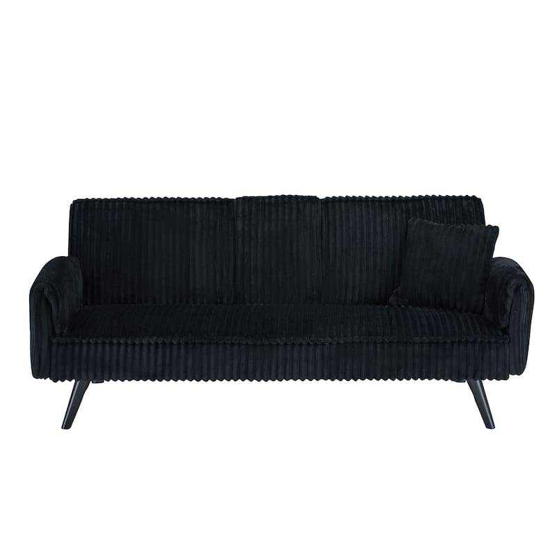 Corduroy Loveseat Sofa with 2 Cup Holder Lounge Couch, Adjustable Backrest Sleeper Sofa Bed for Living Room Recliner Sofa