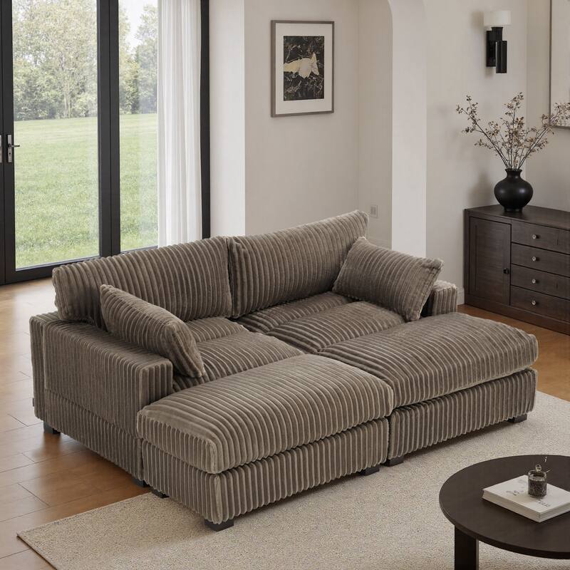 80"W Plush Modular Sectional Sofa with Pillows for Living Room