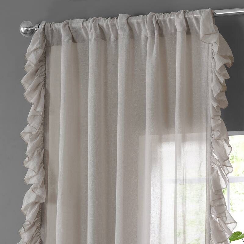 Exclusive Fabrics Faux Linen Ruffle Sheer Curtain (1 Panel)