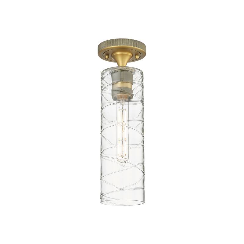 Innovations Lighting 434-1F-15-4 Crown Point Flush Crown Point 4" Wide - Brushed Brass / Deco Swirl