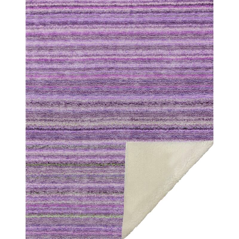 Premium Machine Washable Casual Stripes Sherpa Throw Blanket