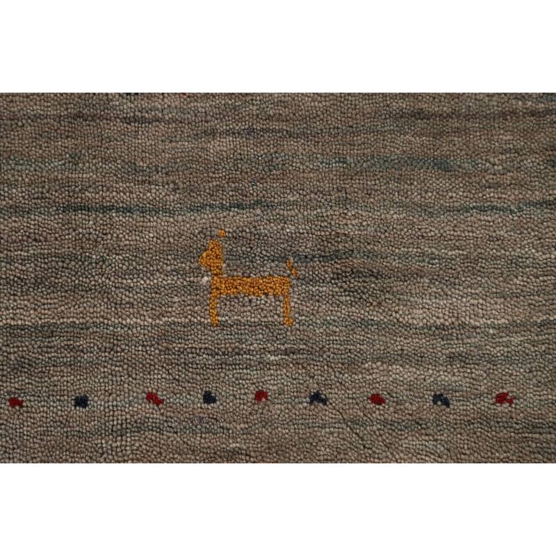 Tribal Gabbeh Indian Area Rug Hand-Knotted Wool Carpet - 7'10"x 9'10"