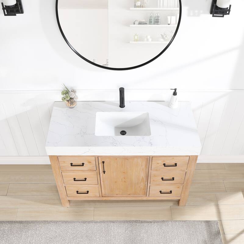 Leon 48 in. Single Bathroom Vanity with Composite Stone Top